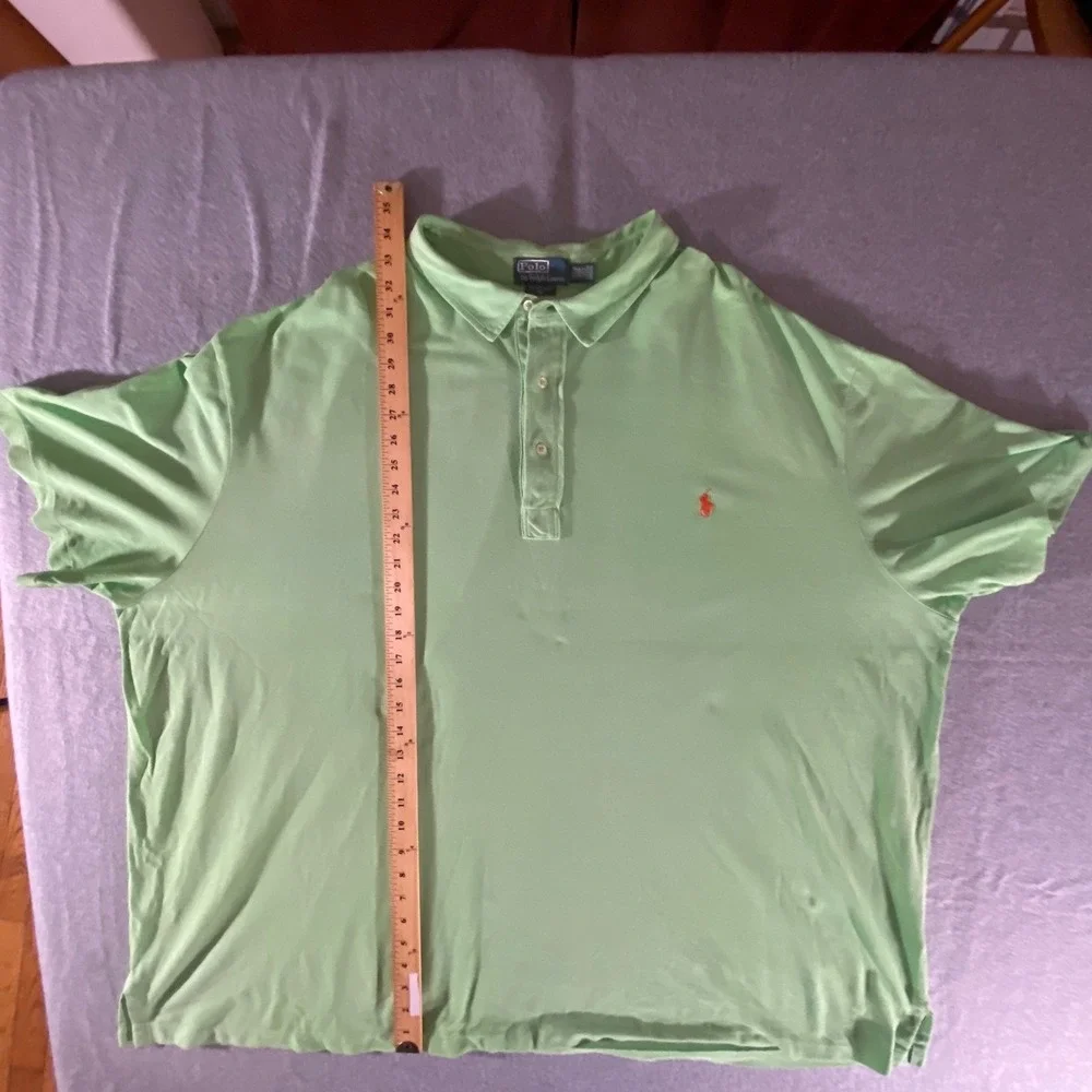 Polo Ralph Lauren Mens 5XB Big Lime Green Featherweight Mesh Polo Shirt  Pony
